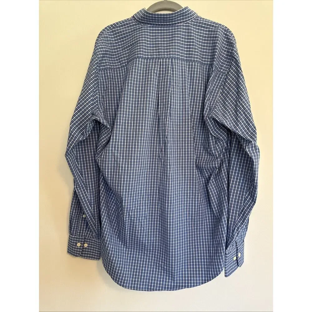 Peter Millar Shirt Mens Large Crown Comfort Gingham Plaid Long Sleeve Button